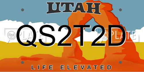 QS2T2D Utah License Plate