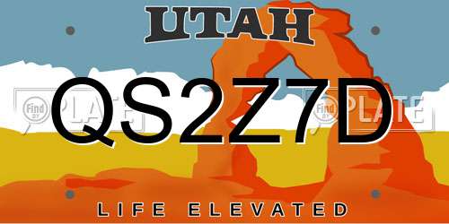 QS2Z7D Utah License Plate
