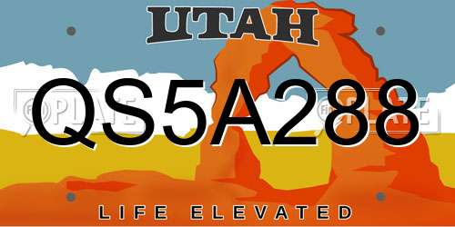 QS5A288 Utah License Plate