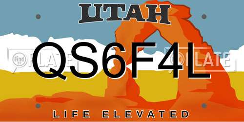 QS6F4L Utah License Plate