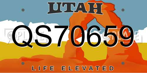 QS70659 Utah License Plate