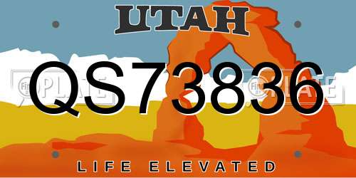 QS73836 Utah License Plate