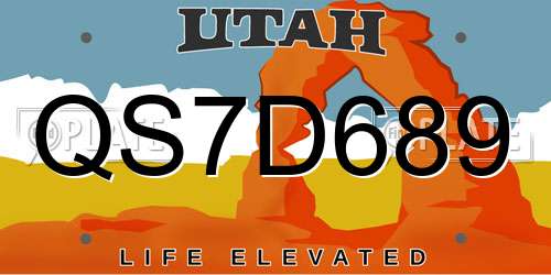 QS7D689 Utah License Plate