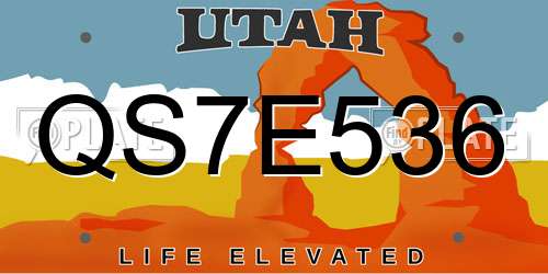 QS7E536 Utah License Plate
