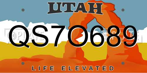 QS7O689 Utah License Plate