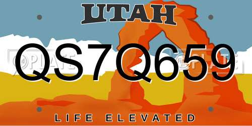 QS7Q659 Utah License Plate