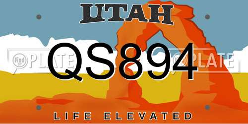 QS894 Utah License Plate