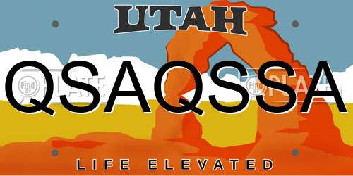 QSAQSSA Utah License Plate