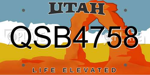 QSB4758 Utah License Plate