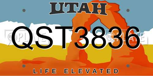 QST3836 Utah License Plate