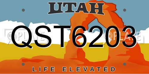 QST6203 Utah License Plate