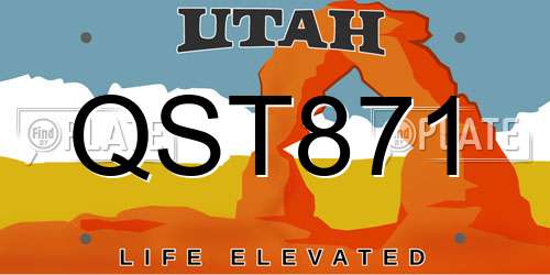 QST871 Utah License Plate