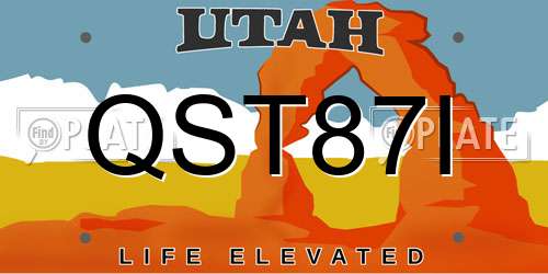 QST87I Utah License Plate