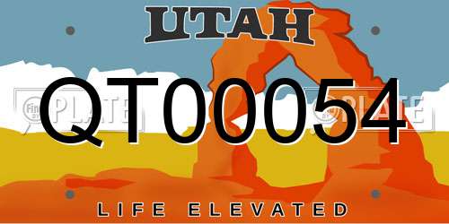 QT00054 Utah License Plate