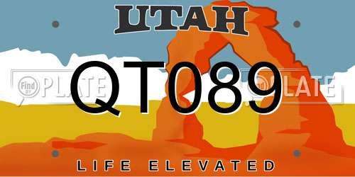 QT089 Utah License Plate