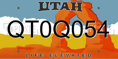 QT0Q054 Utah License Plate