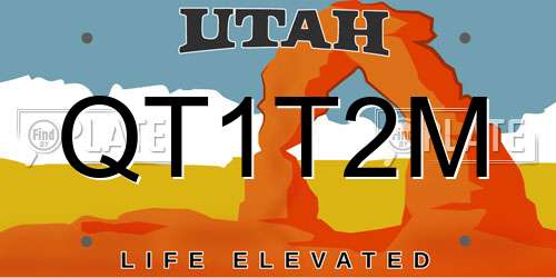 QT1T2M Utah License Plate