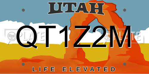 QT1Z2M Utah License Plate