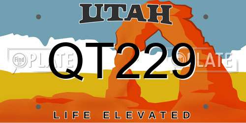 QT229 Utah License Plate