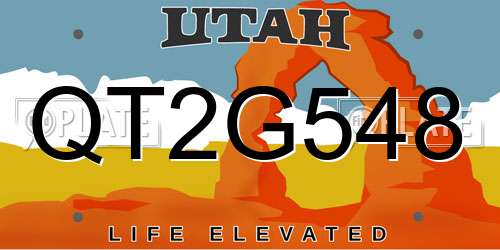 QT2G548 Utah License Plate