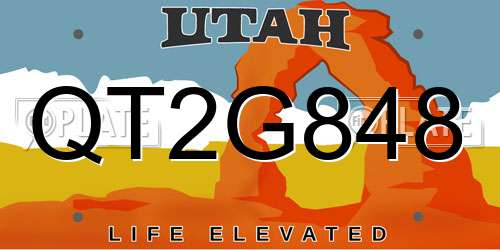 QT2G848 Utah License Plate