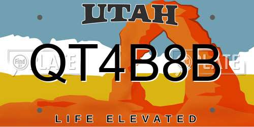 QT4B8B Utah License Plate