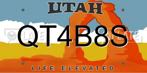 QT4B8S Utah License Plate