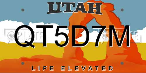 QT5D7M Utah License Plate