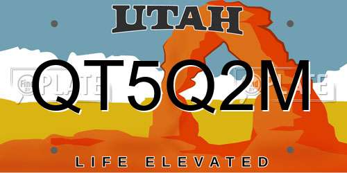 QT5Q2M Utah License Plate