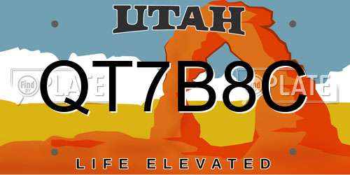 QT7B8C Utah License Plate