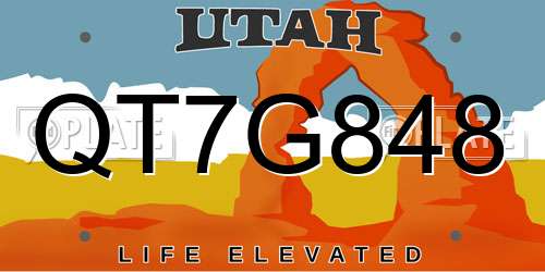 QT7G848 Utah License Plate