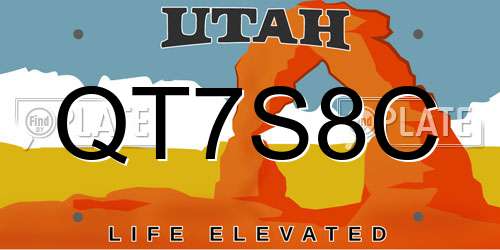 QT7S8C Utah License Plate