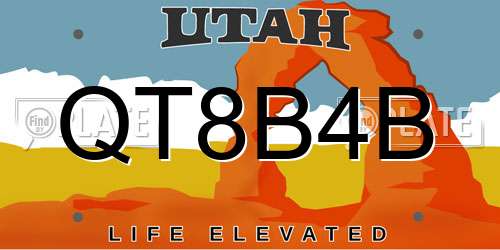 QT8B4B Utah License Plate