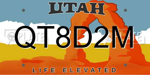 QT8D2M Utah License Plate