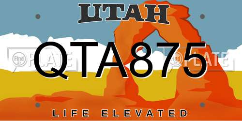 QTA875 Utah License Plate