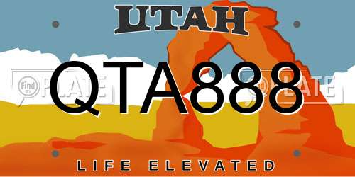 QTA888 Utah License Plate