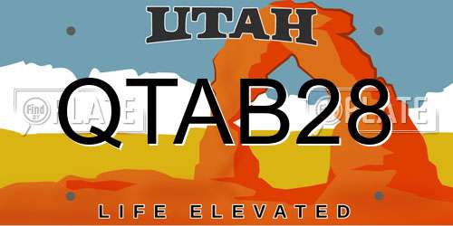 QTAB28 Utah License Plate
