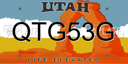 QTG53G Utah License Plate