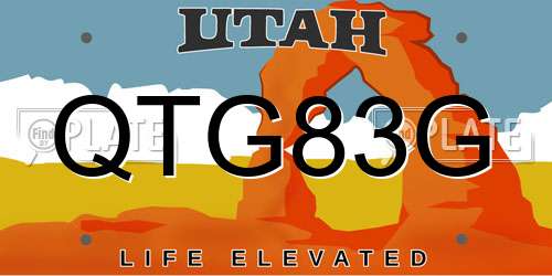 QTG83G Utah License Plate