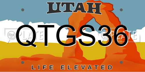 QTGS36 Utah License Plate