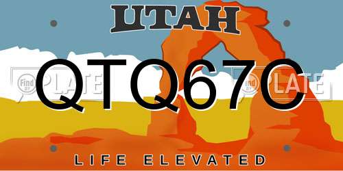 QTQ67C Utah License Plate
