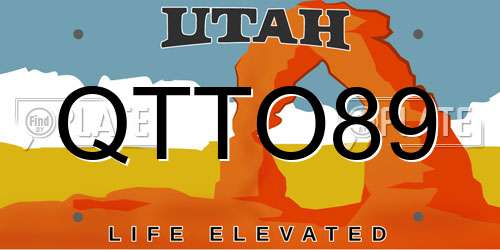 QTTO89 Utah License Plate