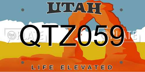 QTZ059 Utah License Plate