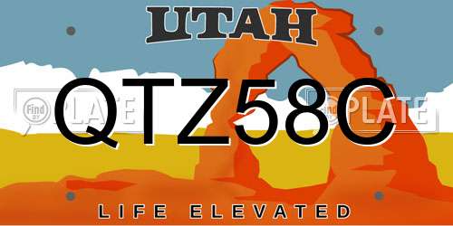 QTZ58C Utah License Plate