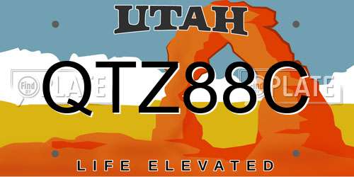 QTZ88C Utah License Plate