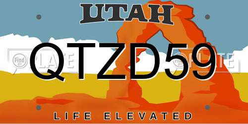 QTZD59 Utah License Plate