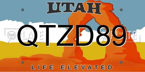 QTZD89 Utah License Plate