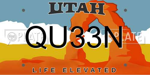 QU33N Utah License Plate