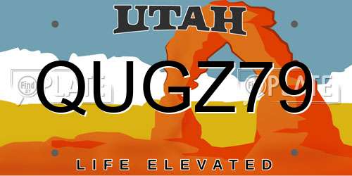 QUGZ79 Utah License Plate