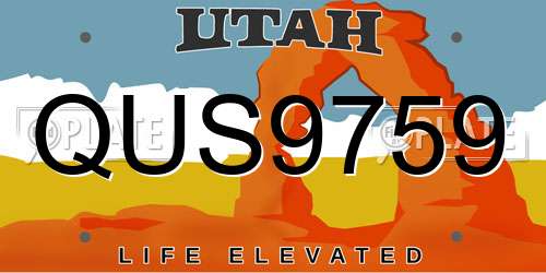 QUS9759 Utah License Plate